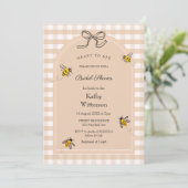 Gingham will Bridal Dusche einladen Einladung (Stehend Vorderseite)
