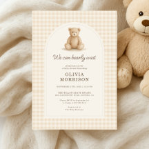 Gingham Wir können es kaum erwarten Baby Shower