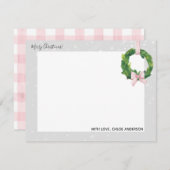 Gingham Wreath Zuhause für die Holidays-Mitteilung Mitteilungskarte (Vorne/Hinten)