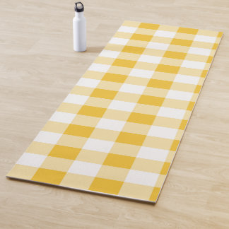 Gingham Yellow and White Pattern Yogamatte