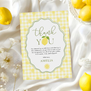 Gingham-Zitronen-Zitrus-Themen-Baby-Party Dankeskarte