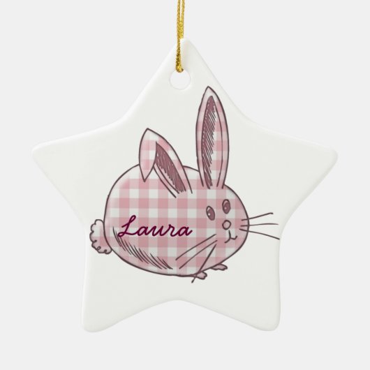 Ginghamhäschen für Mädchen Keramik Ornament (Vorne)