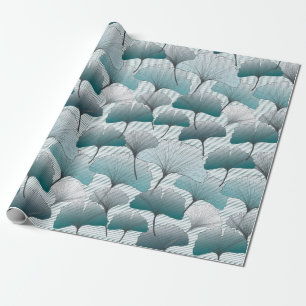 Gingko Biloba nahtlos blaue Farbmuster.  Geschenkpapier