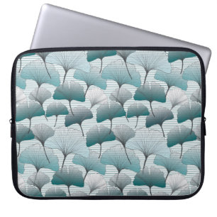 Gingko Biloba nahtlos blaue Farbmuster.  Laptopschutzhülle