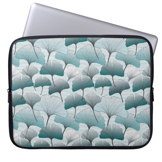 Gingko Biloba nahtlos blaue Farbmuster.  Laptopschutzhülle (Vorderseite)