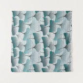 Gingko Biloba nahtlos blaue Farbmuster.  Wandteppich (Vorderseite (Horizontal))