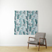 Gingko Biloba nahtlos blaue Farbmuster.  Wandteppich (Beispiel (Horizontal))