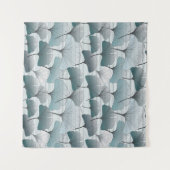 Gingko Biloba, nahtlos blaues Muster. Wandteppich (Vorderseite (Horizontal))