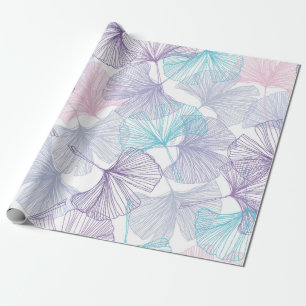 Gingko biloba nahtlos Hintergrund Muster. Violett, Geschenkpapier
