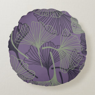 Gingko Biloba nahtlos Muster. Abstrakt Vintag Rundes Kissen