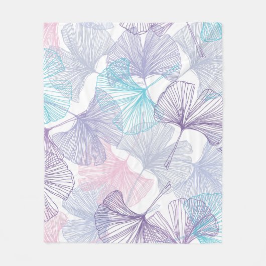 Gingko Biloba Rose Quartz Muster Fleecedecke (Vorderseite)