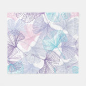 Gingko Biloba Rose Quartz Muster Fleecedecke (Vorderseite (Horizontal))