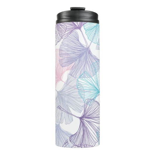 Gingko Biloba Rose Quartz Muster Thermosbecher (Vorderseite)