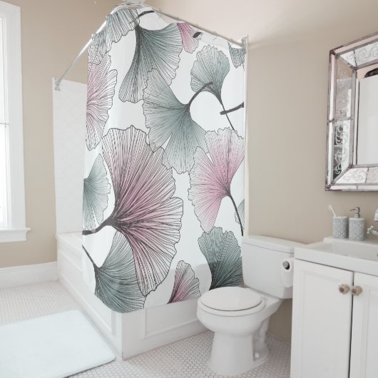 Gingko Biloba von Hand gezeichnet. Duschvorhang (Beispiel)