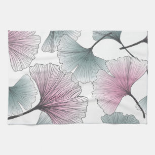 Gingko Biloba von Hand gezeichnet. Geschirrtuch