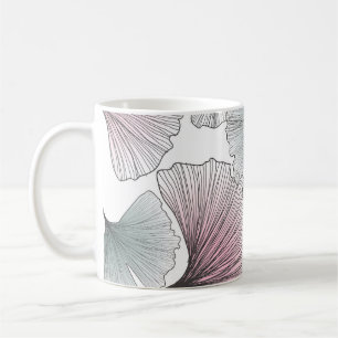 Gingko Biloba von Hand gezeichnet. Kaffeetasse