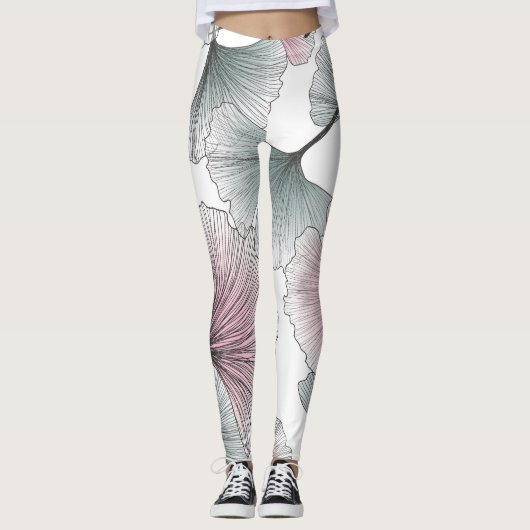 Gingko Biloba von Hand gezeichnet. Leggings (Vorderseite)