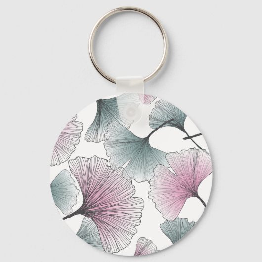 Gingko Biloba von Hand gezeichnet. Schlüsselanhänger (Vorderseite)