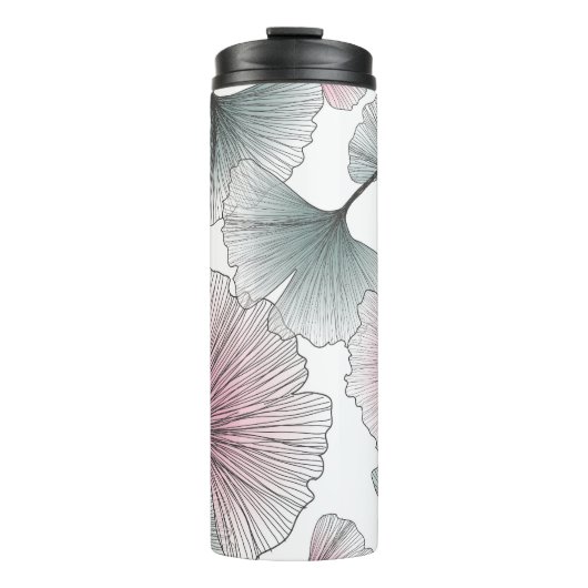Gingko Biloba von Hand gezeichnet. Thermosbecher (Vorderseite)