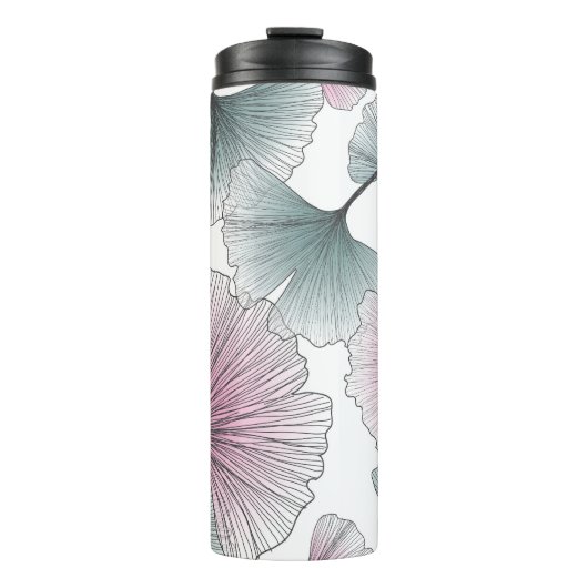 Gingko Biloba von Hand gezeichnet. Thermosbecher (Vorderseite)