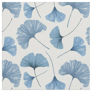 Gingko-Blatt blau-weiß Muster Stoff