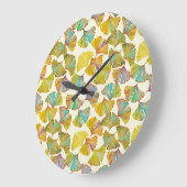 Gingko-Blätter: Abstrakte Kunst der Blumen Große Wanduhr (Winkel)
