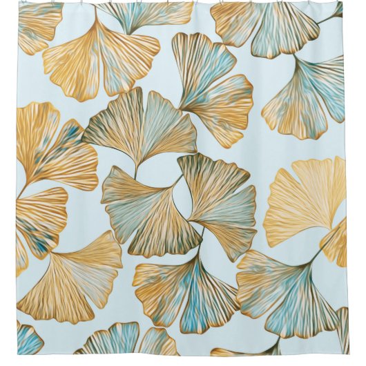 Gingko Blätter Aquarellfarben Nahtloses Muster Duschvorhang (Vorderseite)