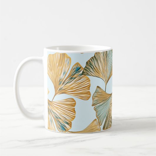 Gingko Blätter Aquarellfarben Nahtloses Muster Kaffeetasse (Links)