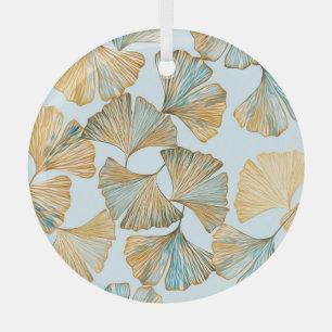 Gingko Blätter Aquarellfarben Nahtloses Muster Ornament Aus Glas