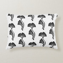 Gingko Leaf Lino Print Accent Pillow Dekokissen