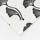 Gingko Leaf Lino Print Fleece Blanket (Ecke)