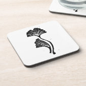 Gingko Leaf Lino Print Getränkeuntersetzer (Linke Seite)