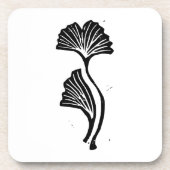 Gingko Leaf Lino Print Getränkeuntersetzer (Vorderseite)