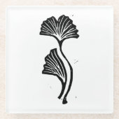 Gingko Leaf Lino Print Glasuntersetzer (Vorderseite)