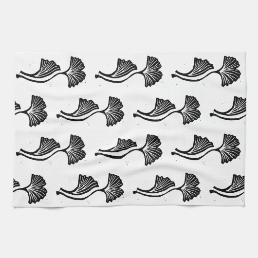 Gingko Leaf Lino Print Kitchen Handtücher (Horizontal)