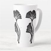 Gingko Leaf Lino Print Latte Tasse (Rechte Ecke)