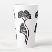 Gingko Leaf Lino Print Latte Tasse (Vorderseite)