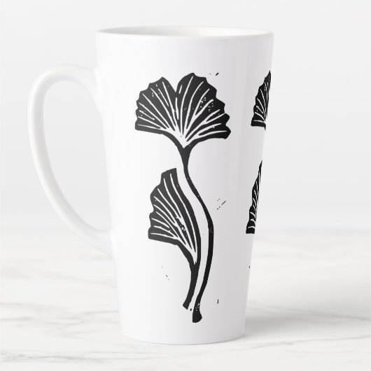 Gingko Leaf Lino Print Latte Tasse (Links)