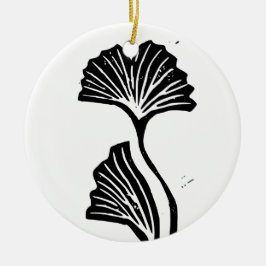 Gingko Leaf Lino Print Ornament