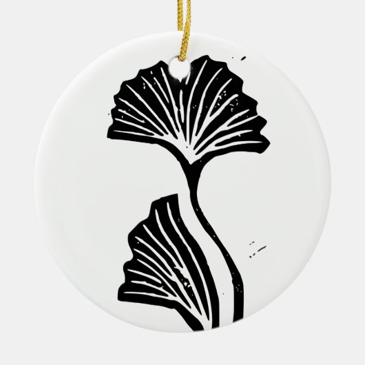 Gingko Leaf Lino Print Ornament (Vorne)