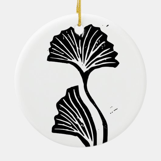 Gingko Leaf Lino Print Ornament (Hinten)