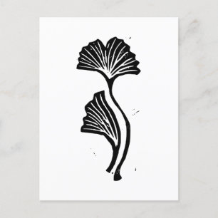 Gingko Leaf Lino Print Postcard Postkarte