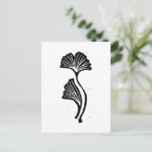 Gingko Leaf Lino Print Postcard Postkarte (Stehend Vorderseite)