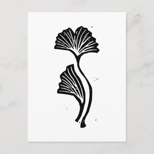 Gingko Leaf Lino Print Postcard Postkarte (Vorderseite)