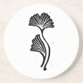 Gingko Leaf Lino Print Sandstone Untersetzer