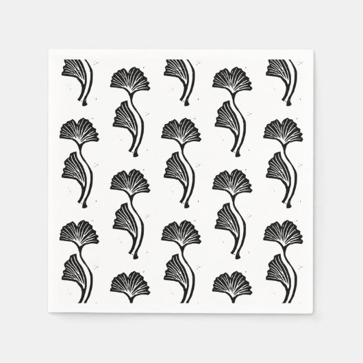 Gingko Leaf Lino Print Serviette (Vorderseite)