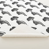 Gingko Leaf Lino Print Sherpa Blanket Sherpadecke (3/4)
