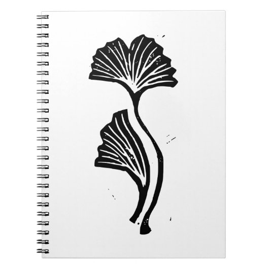 Gingko Leaf Lino Print Spiral Foto Notebook Notizblock (Vorderseite)
