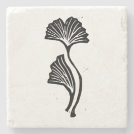 Gingko Leaf Lino Print Steinuntersetzer