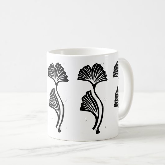 Gingko Leaf Lino Print Tasse (VorderseiteRechts)